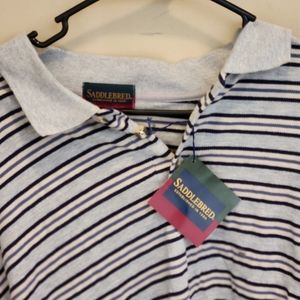 Saddlebreed Mens 2X Big with Tag Striped Polo shirt